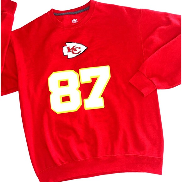 Athletic Works Travis Kelce #87 Kansas City Chiefs Red Sweatshirt Medium - Picture 1 of 5
